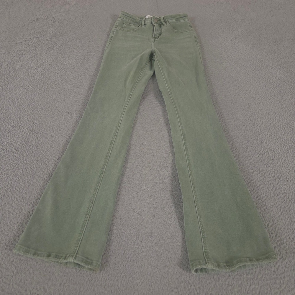 Women's Ankle-Length Flared Jeans in Olive Green